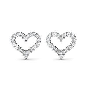 Love Heart Silver Australian Crystal Stud Earrings Valentine's Day Jewelry